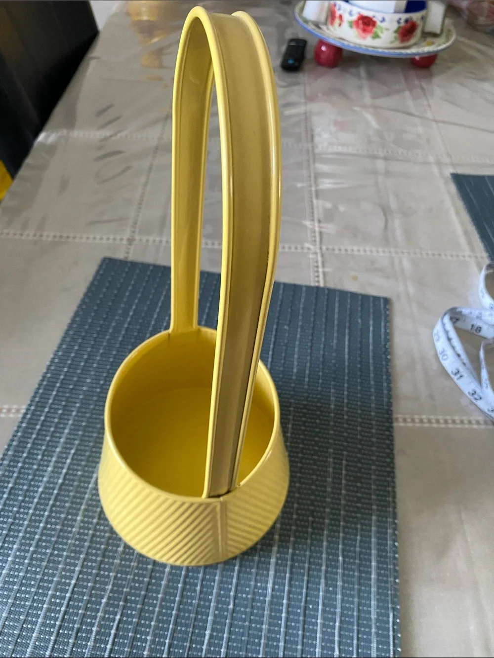 Yellow Metal Hanging Basket with Handle